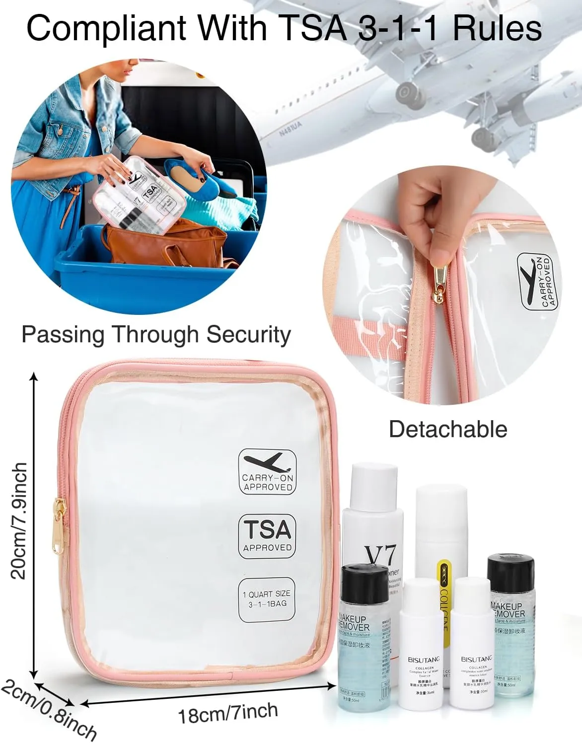 Clear Travel Bag with Tsa Approved Toiletry Bag Hanging Toiletry Bag