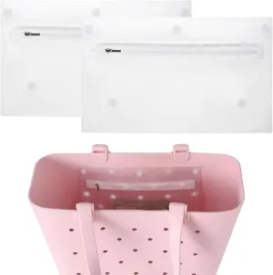 Clear Zipper Pouches Insert Compatible with Simple Modern Bag Large/Extra Large, Accessories for Rubber Beach Bag, Waterproof Plastic Pouches Inside, 2 Packs