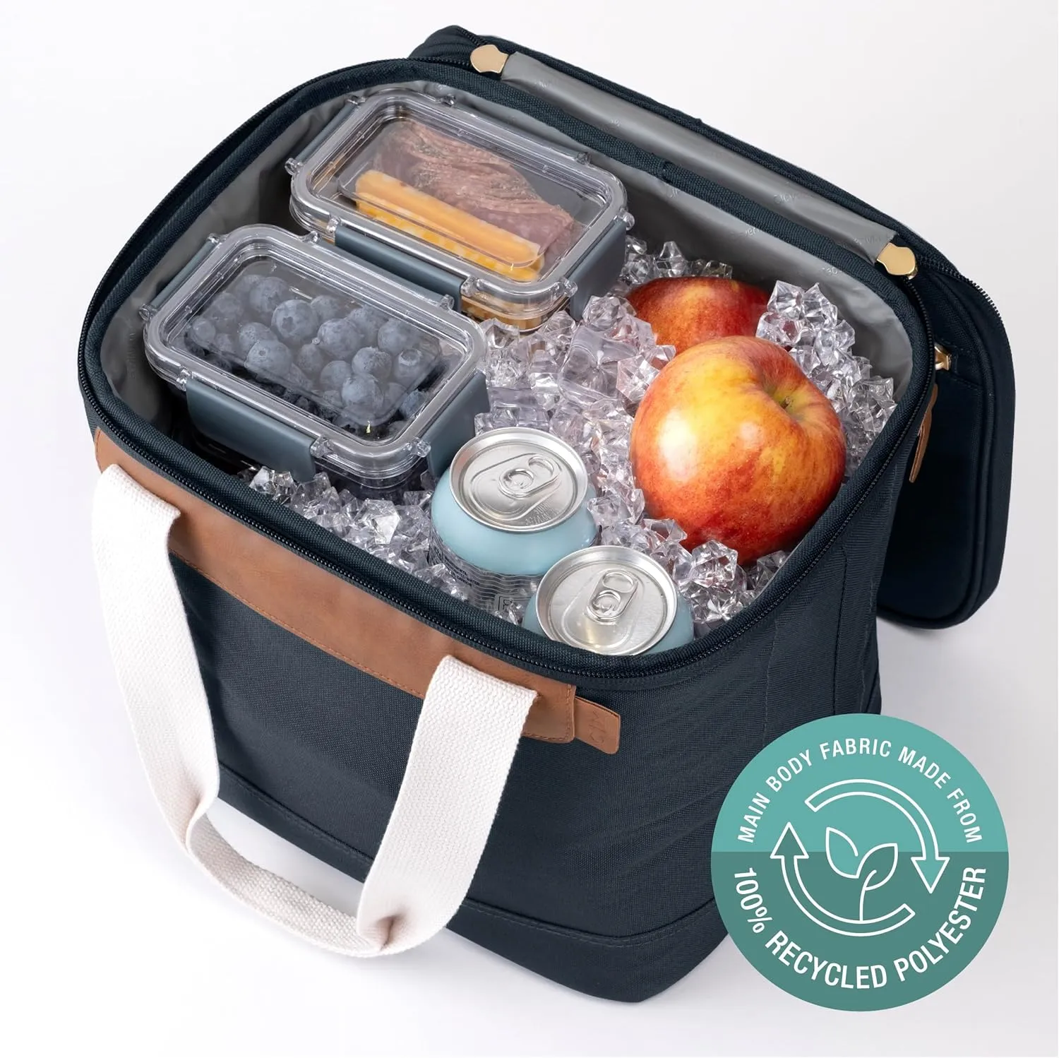 CleverMade 18-Can Heavy Duty Backpack Cooler with Bottle Opener – Leakproof Insulated Cooler Bag for Lunch, Work, Beach, Camping, Picnic – Leeward Navy