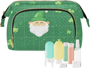 Clover and Dwarf Green Cosmetic Bags Zipper Travel Cosmetic Bag For Women Makeup Period Bag for Large Capacity