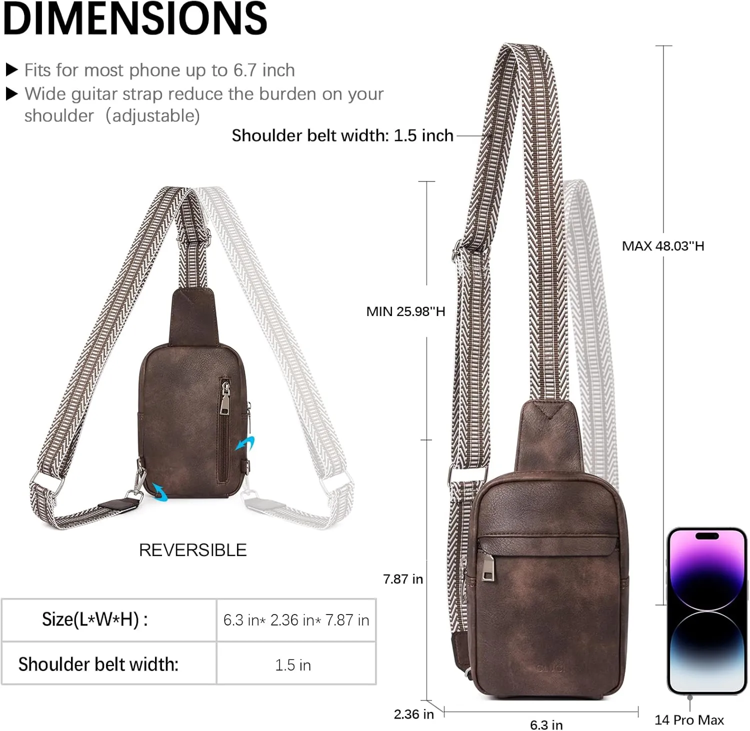 CLUCI Small Sling Bag for Women Vegan Leather Crossbody Chest Bags Trendy, Women's Fanny Pack