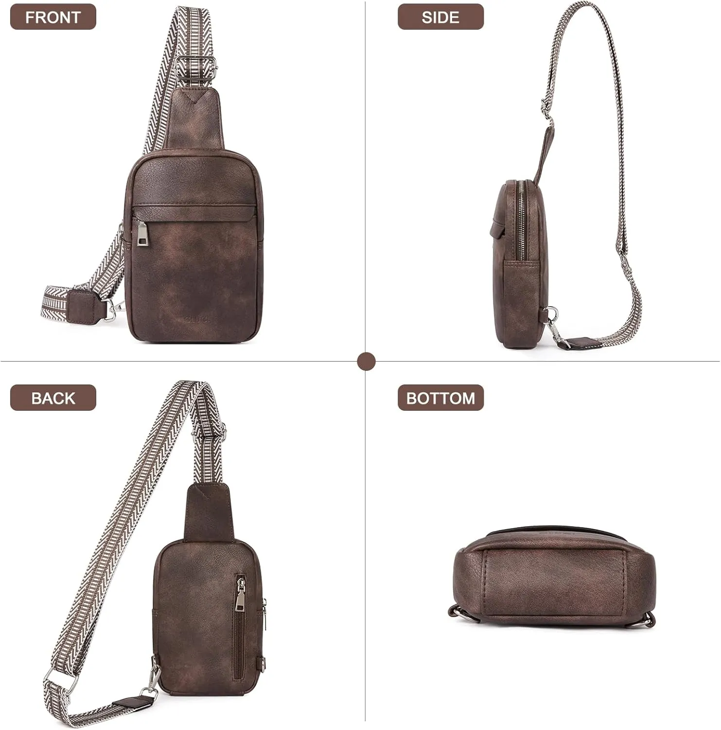 CLUCI Small Sling Bag for Women Vegan Leather Crossbody Chest Bags Trendy, Women's Fanny Pack