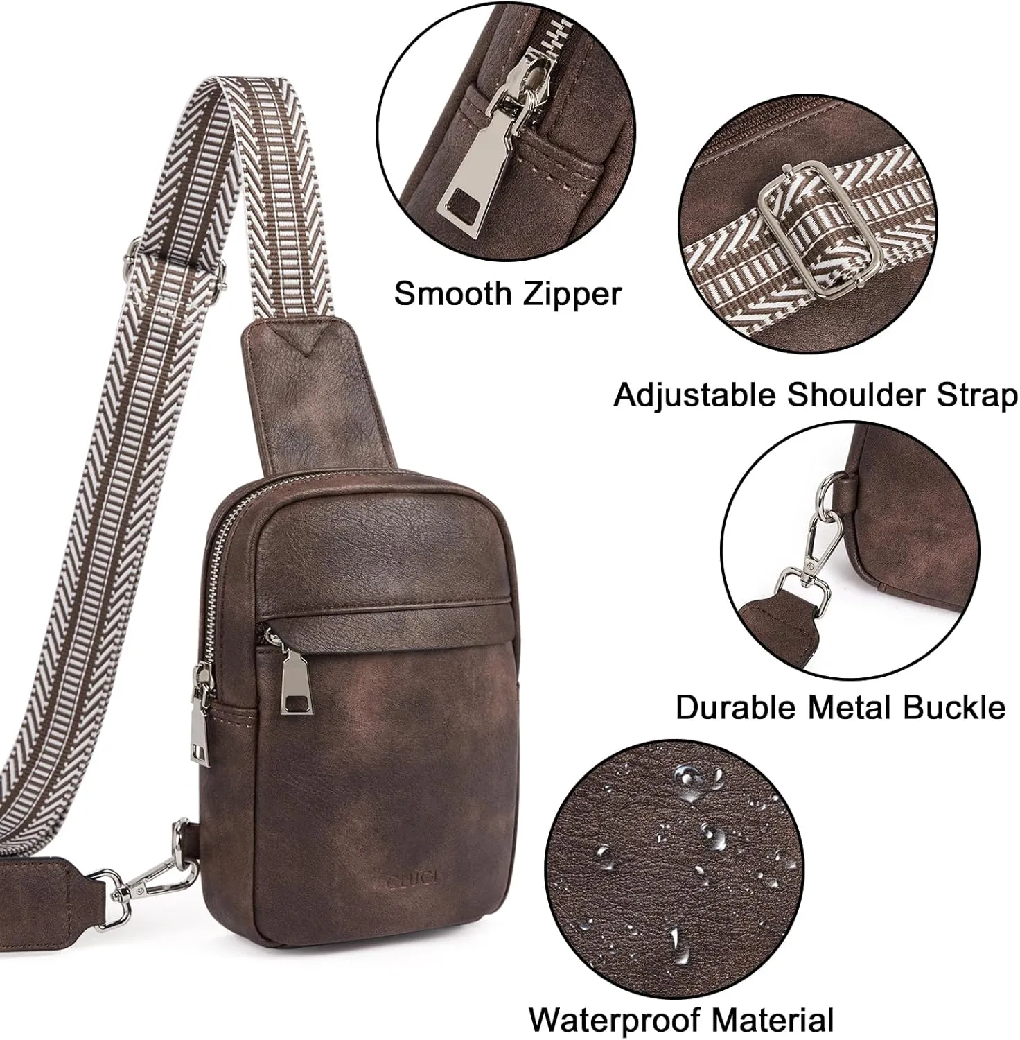 CLUCI Small Sling Bag for Women Vegan Leather Crossbody Chest Bags Trendy, Women's Fanny Pack