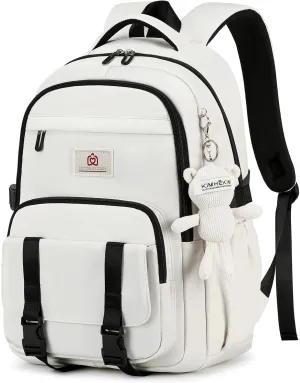 College Backpack Laptop Backpacks 15.6 Inch for Men Women Elementary Middle High School Book Bag For Teens Girls Boys Student Anti Theft Travel Daypack Large Bookbags-Beige