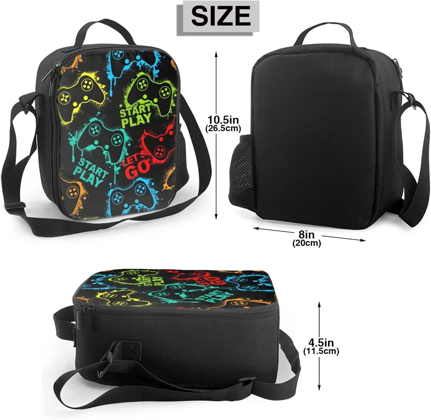 Colorful Game Joystick Insulated Lunch Bag Reusable Tote Bag Lunch Box Food Container For Men Women Kids