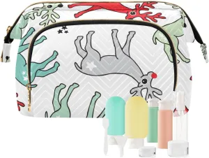 Colorful Reindeer Travel Toiletry Bag, Cosmetic Bag Make Up Organizer Case, Large Wide-open Pouch for Women Purse for Toiletries Accessories
