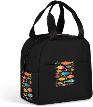 Colorful Tropical Fishes Reusable Lunch Bento Box Insulated Portable Handbags for Office Work Picnic for Men Women