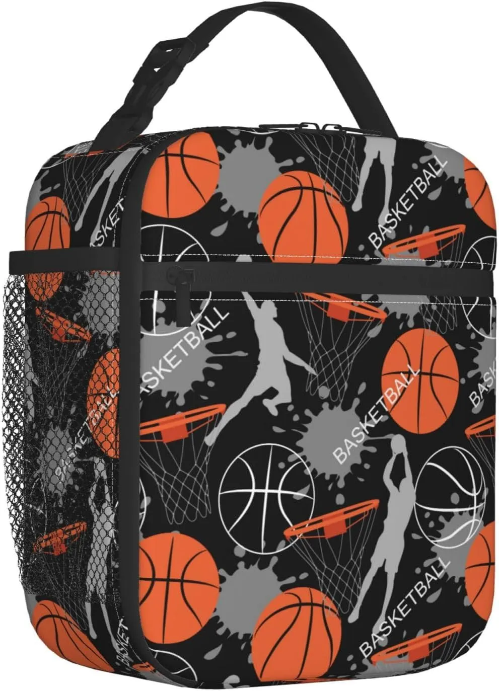 Cool Basketball Ball Sport Lunch Bag Insulated Reusable Lunch Box Lunch Tote Lunchbox Portable Bento Bags For Men Women Office Work Travel Picnic Camping