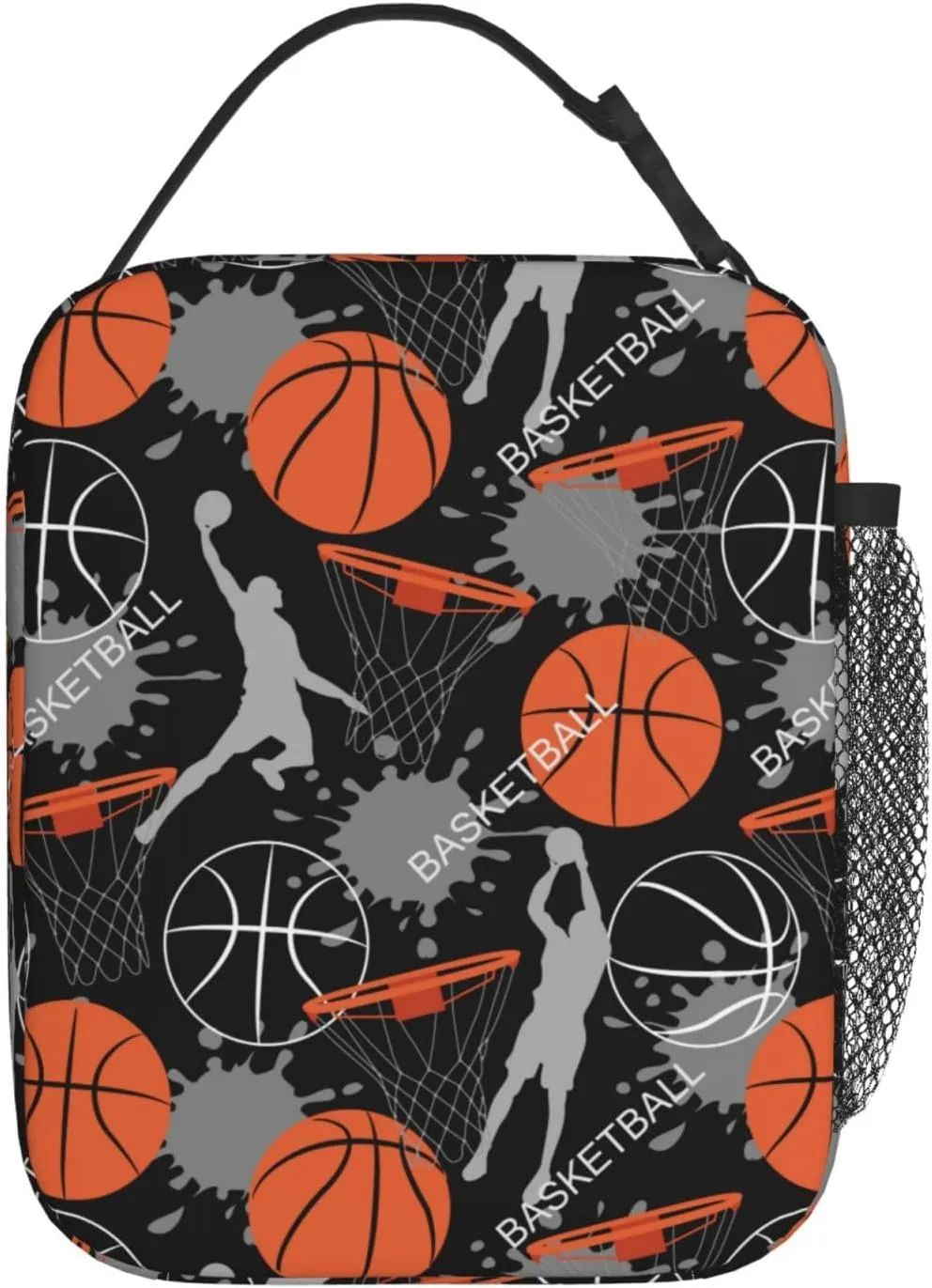Cool Basketball Ball Sport Lunch Bag Insulated Reusable Lunch Box Lunch Tote Lunchbox Portable Bento Bags For Men Women Office Work Travel Picnic Camping