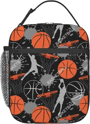 Cool Basketball Ball Sport Lunch Bag Insulated Reusable Lunch Box Lunch Tote Lunchbox Portable Bento Bags For Men Women Office Work Travel Picnic Camping