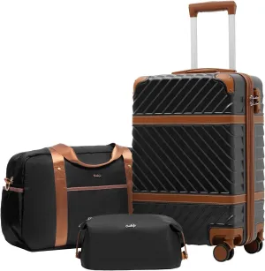 Coolife Luggage Set Suitcase Carry On Luggage PC Hardshell Luggage TSA Lock Spinner Wheels Telescopic Handle