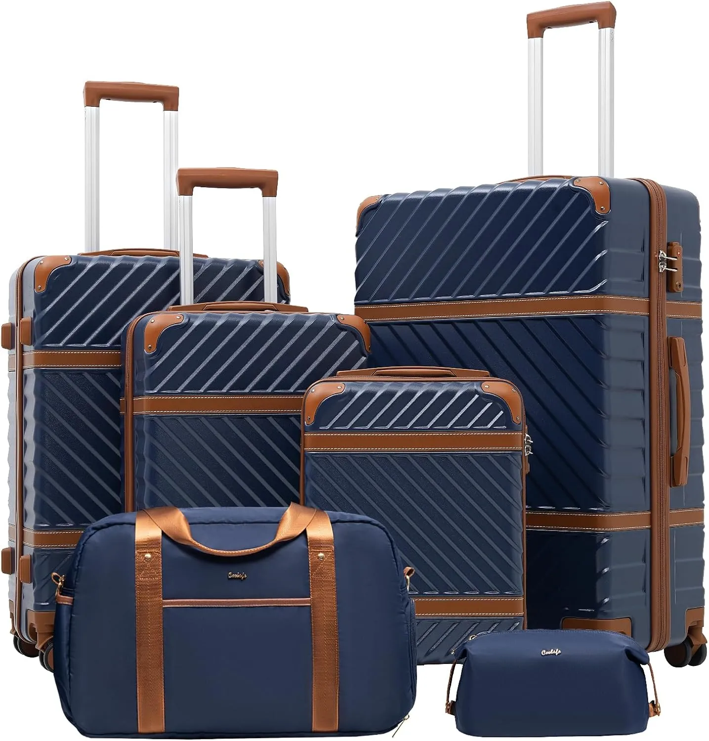 Coolife Luggage Set Suitcase Carry On Luggage PC Hardshell Luggage TSA Lock Spinner Wheels Telescopic Handle