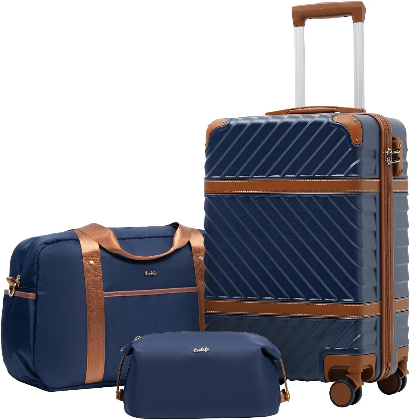 Coolife Luggage Set Suitcase Carry On Luggage PC Hardshell Luggage TSA Lock Spinner Wheels Telescopic Handle
