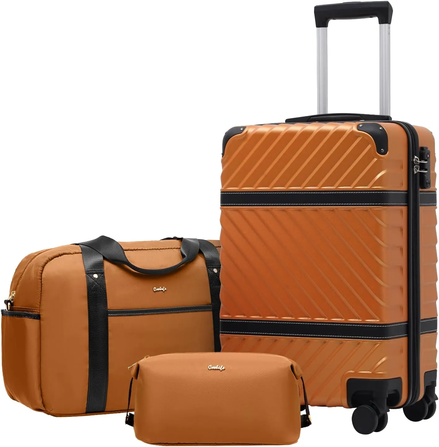 Coolife Luggage Set Suitcase Carry On Luggage PC Hardshell Luggage TSA Lock Spinner Wheels Telescopic Handle