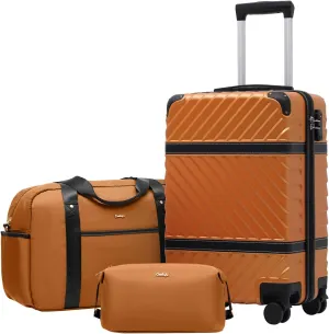 Coolife Luggage Set Suitcase Carry On Luggage PC Hardshell Luggage TSA Lock Spinner Wheels Telescopic Handle