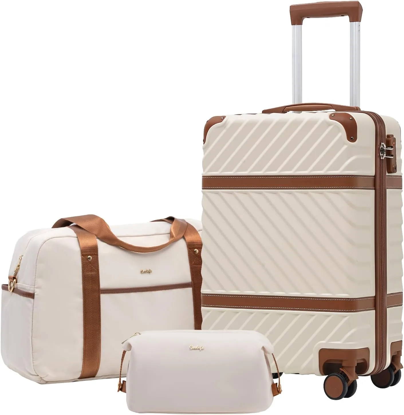 Coolife Luggage Set Suitcase Carry On Luggage PC Hardshell Luggage TSA Lock Spinner Wheels Telescopic Handle