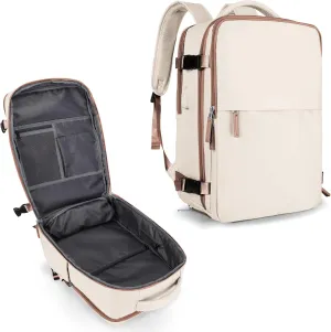 coowoz Travel Backpack For Women Men Airline Approved,Beige Brown Carry On Backpack,Large Hiking Backpack Waterproof Outdoor Sports Rucksack Casual Daypack Fit 15.6 Inch Laptop Backpack