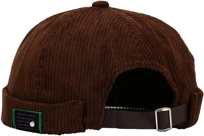 Corduroy Brimless Harbour Hat Rolled Cuff Retro Beanie Hat Skullcap Street Casual Sailor Cap for Men Women