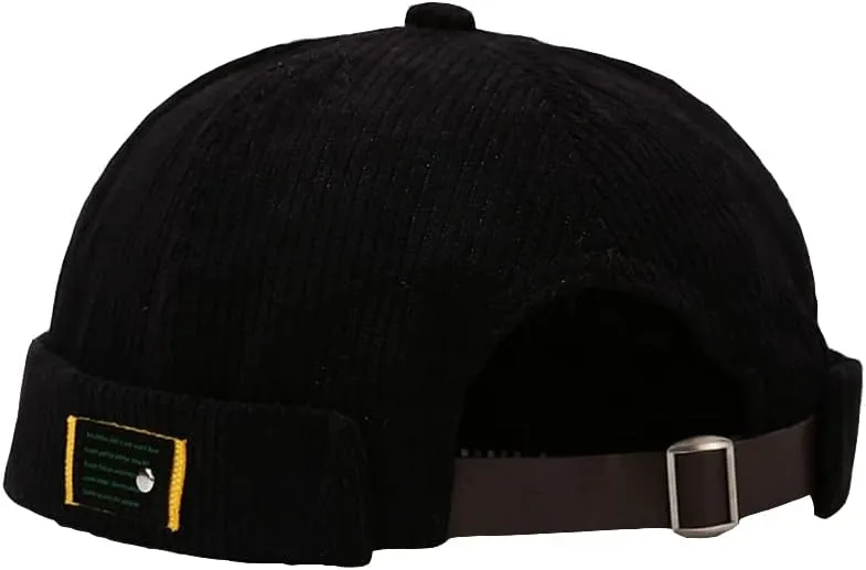 Corduroy Brimless Harbour Hat Rolled Cuff Retro Beanie Hat Skullcap Street Casual Sailor Cap for Men Women
