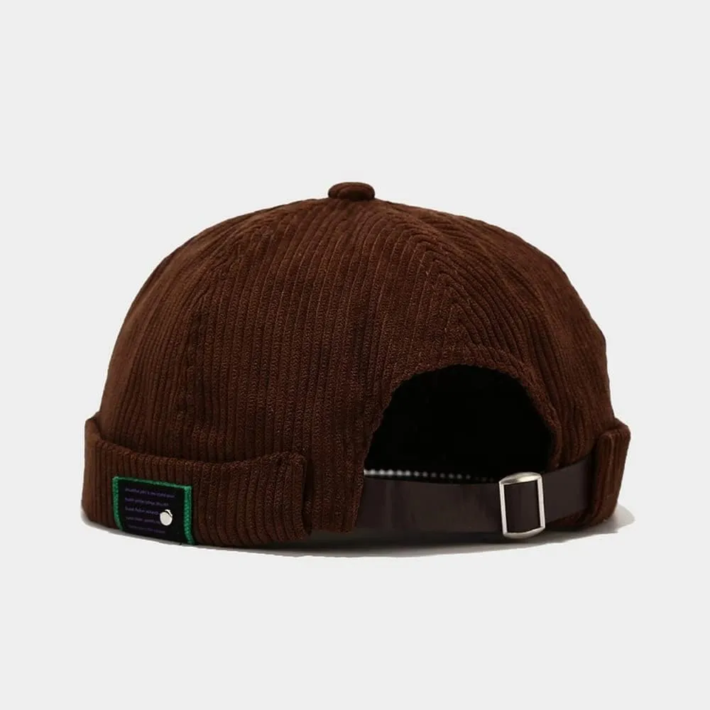 Corduroy Brimless Harbour Hat Rolled Cuff Retro Beanie Hat Skullcap Street Casual Sailor Cap for Men Women