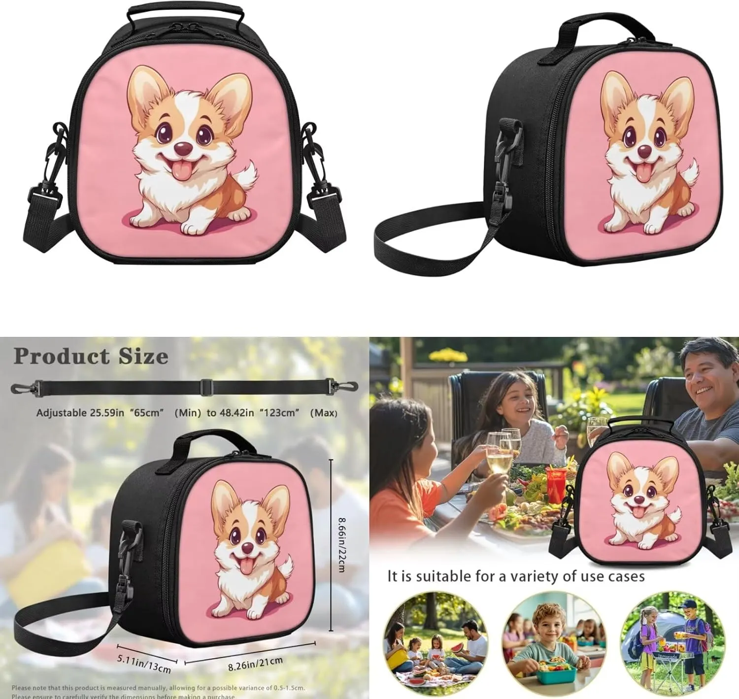 Corgi Girls Bookbags Ages 6-8 Set Kindergarten Backpack for Kids with Pencil Case Casual Daypack Set with Insulated Lunch Bag for Outdoor Picnic Travel Pink