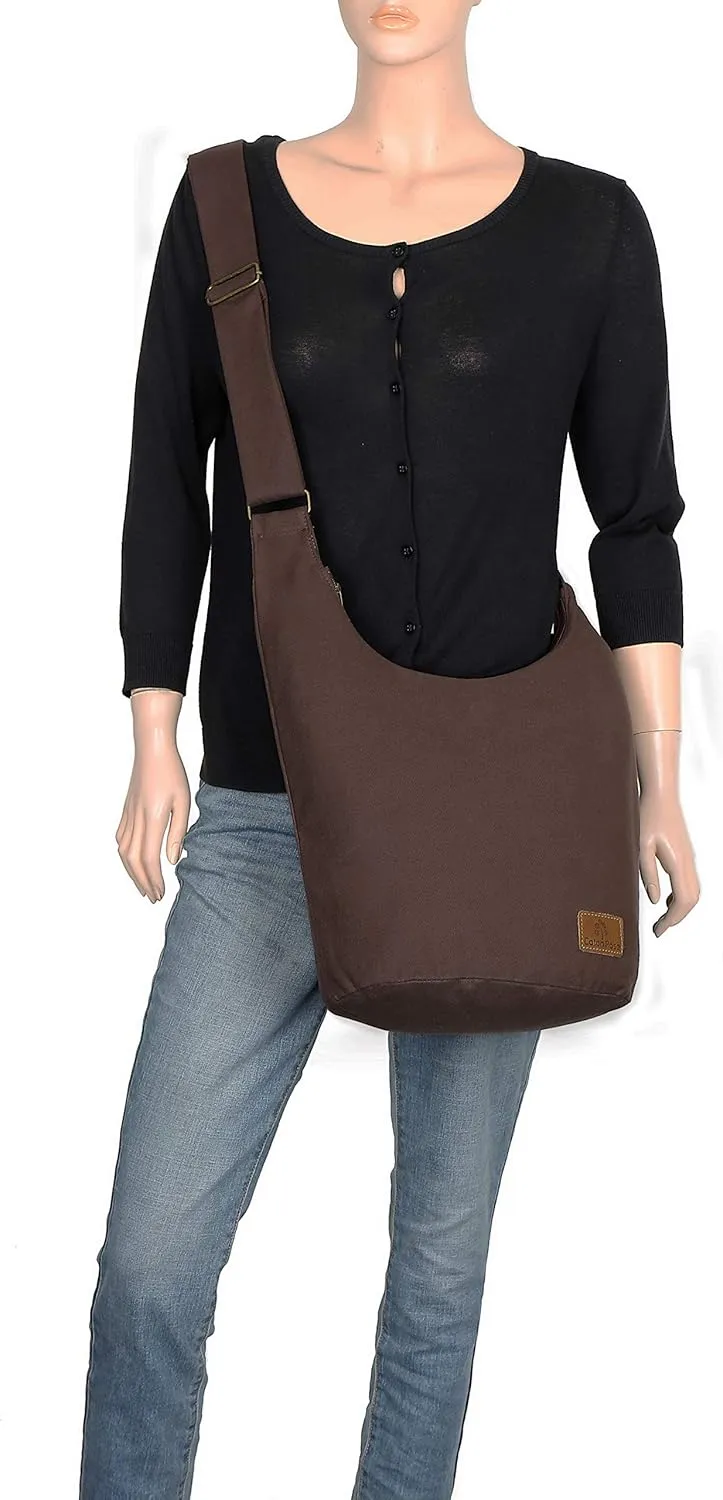 Coton Pose Women Hippie Crossbody Bag - Top Zip Large Capacity Canvas Sling Bag - Jacquard Cloth Handmade