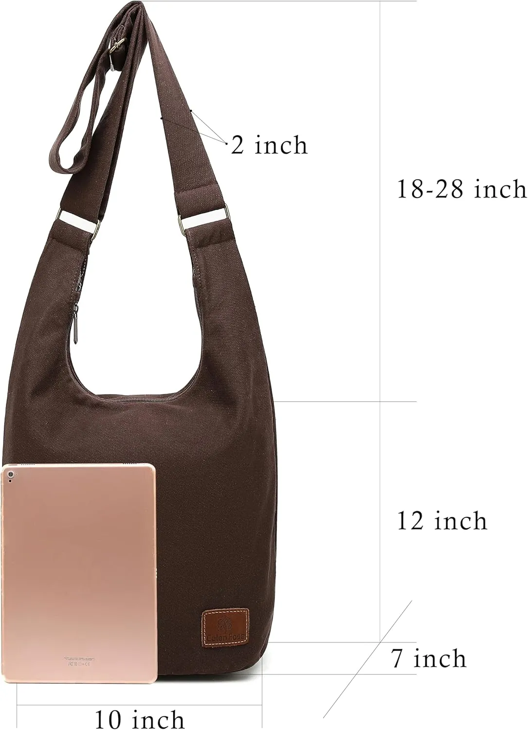 Coton Pose Women Hippie Crossbody Bag - Top Zip Large Capacity Canvas Sling Bag - Jacquard Cloth Handmade