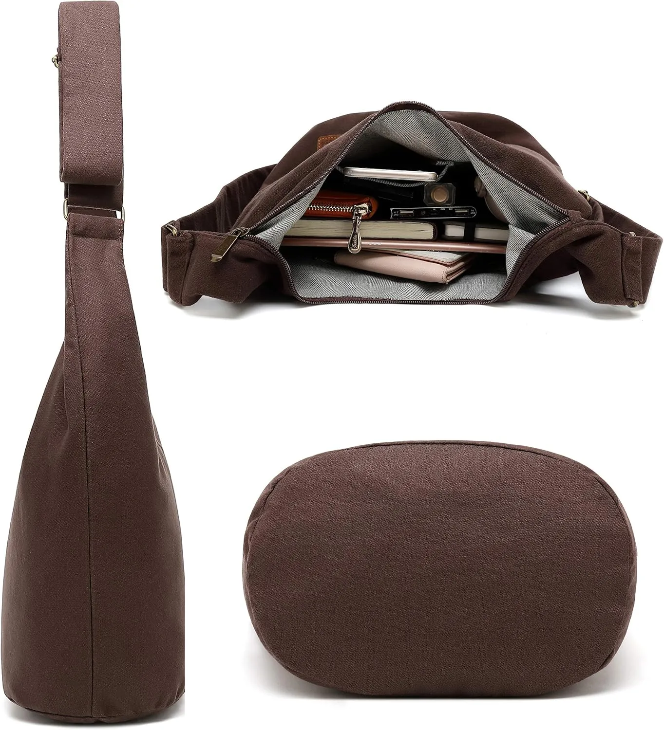 Coton Pose Women Hippie Crossbody Bag - Top Zip Large Capacity Canvas Sling Bag - Jacquard Cloth Handmade