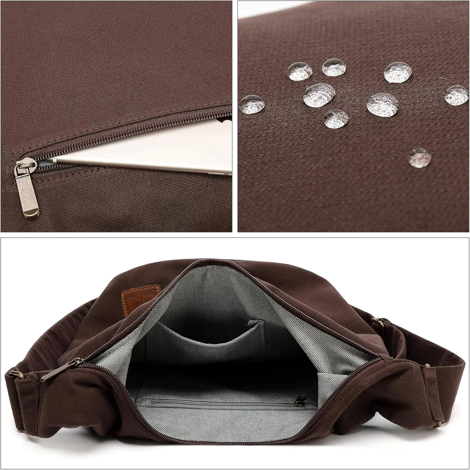 Coton Pose Women Hippie Crossbody Bag - Top Zip Large Capacity Canvas Sling Bag - Jacquard Cloth Handmade