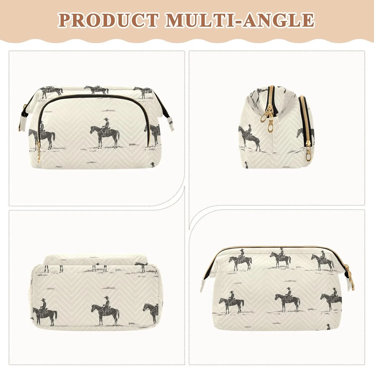 Cowboy and Horse Small Pattern Toiletry Bags Portable Toiletry Bag For Women Jewelry for Travel Toiletry