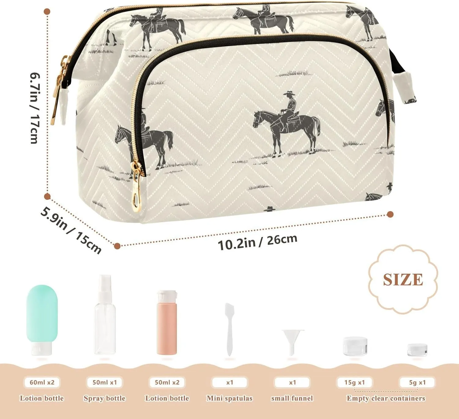 Cowboy and Horse Small Pattern Toiletry Bags Portable Toiletry Bag For Women Jewelry for Travel Toiletry
