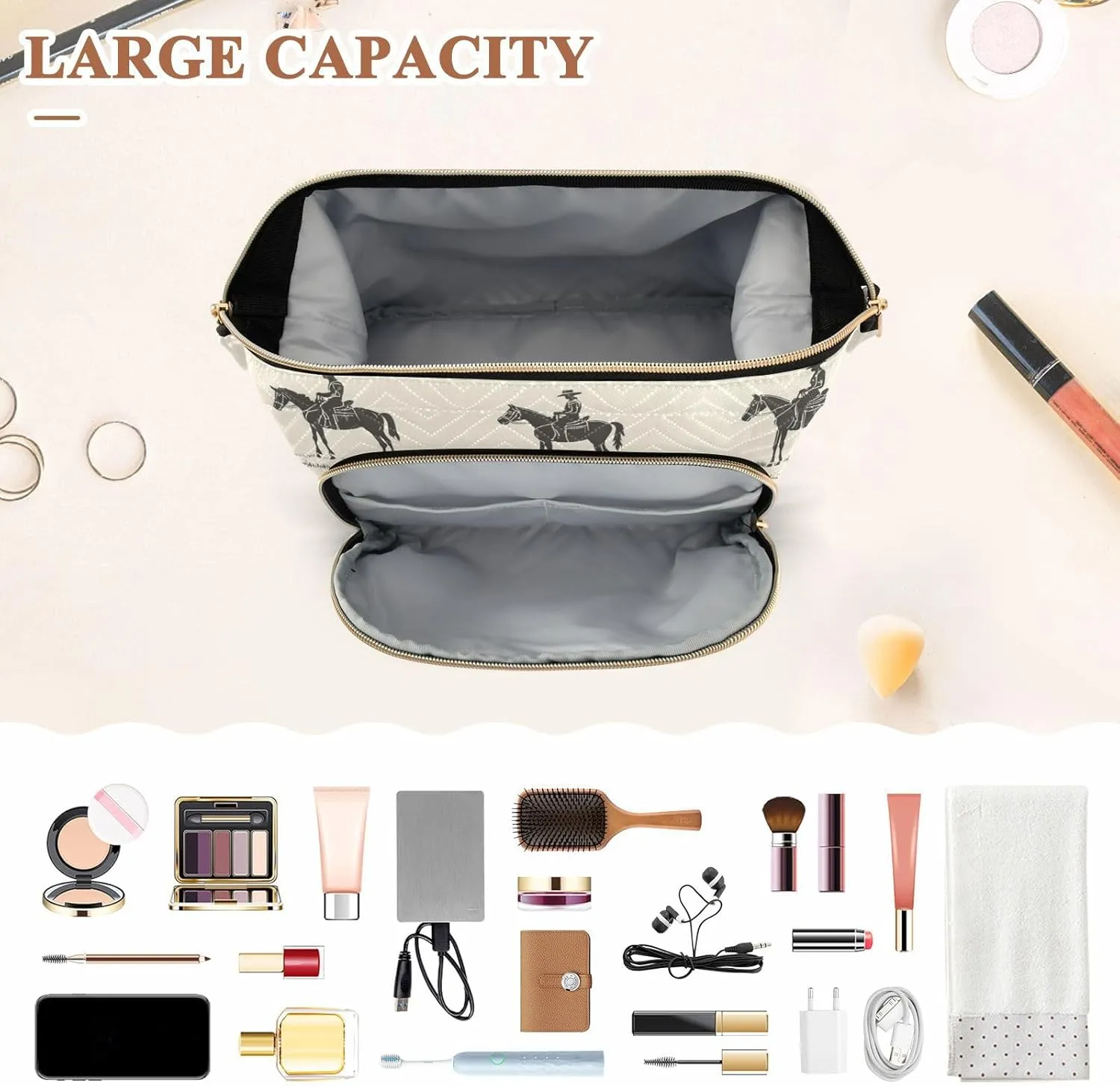 Cowboy and Horse Small Pattern Toiletry Bags Portable Toiletry Bag For Women Jewelry for Travel Toiletry