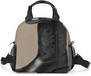 Cowboy Black Hat Western Boots Insulated Lunch Bag Portable Lunch Box Tote Cooler Bags Lunchbox For Travel Picnic Work