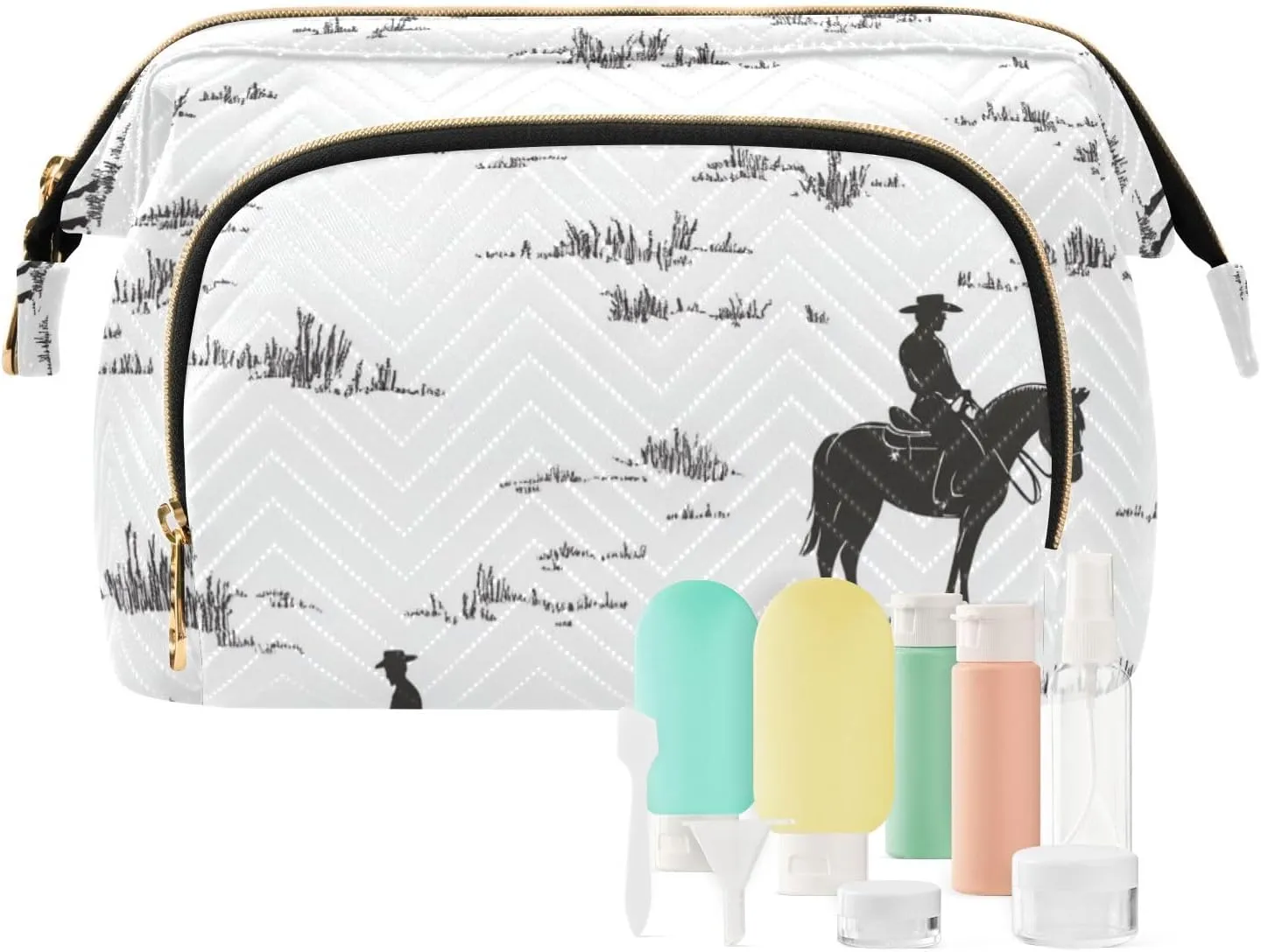 Cowboy Horse Grass Travel Bag Essentials Cosmetic Bag Organizer Women Coin Purse for Makeup Cosmetic