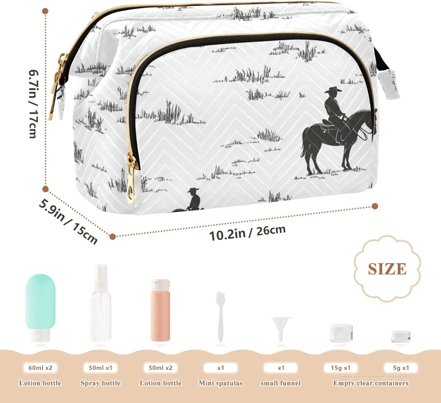 Cowboy Horse Grass Travel Bag Essentials Cosmetic Bag Organizer Women Coin Purse for Makeup Cosmetic