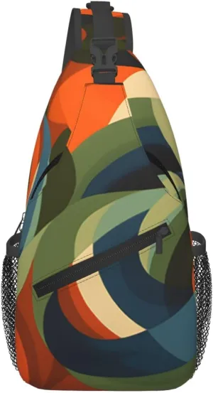 Cross Chest Bag Diagonally Sling Backpack Crossbody Shoulder Bag Red orange blue beige, pigment vortex, Branches Sling Bag Travel Hiking Daypack