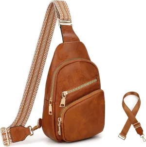 Crossbody Bag for Women, PU Leather Fanny Pack, Sling Bag, Chest Bag for Travel Shopping Sports
