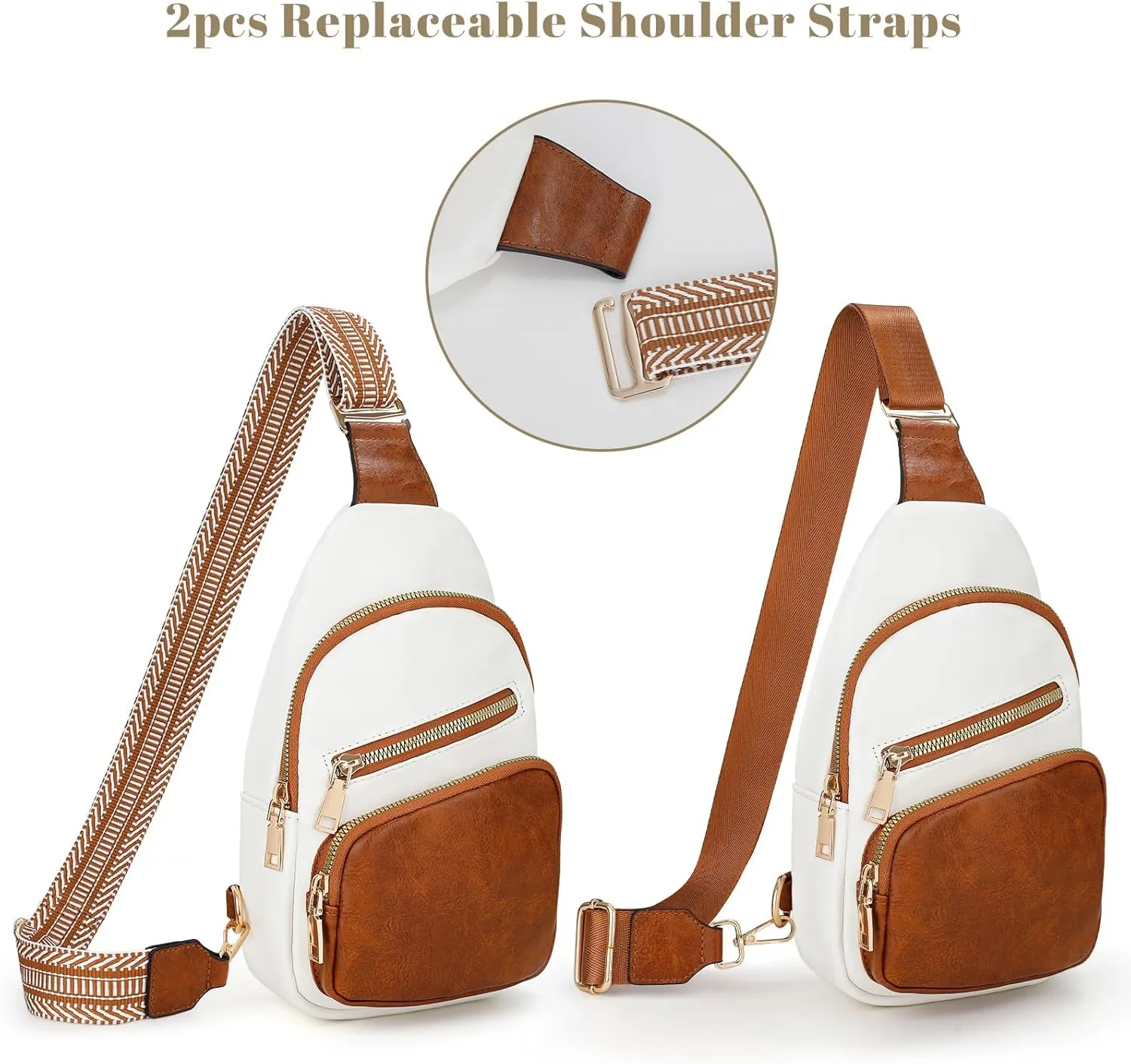 Crossbody Bag for Women, PU Leather Fanny Pack, Sling Bag, Chest Bag for Travel Shopping Sports