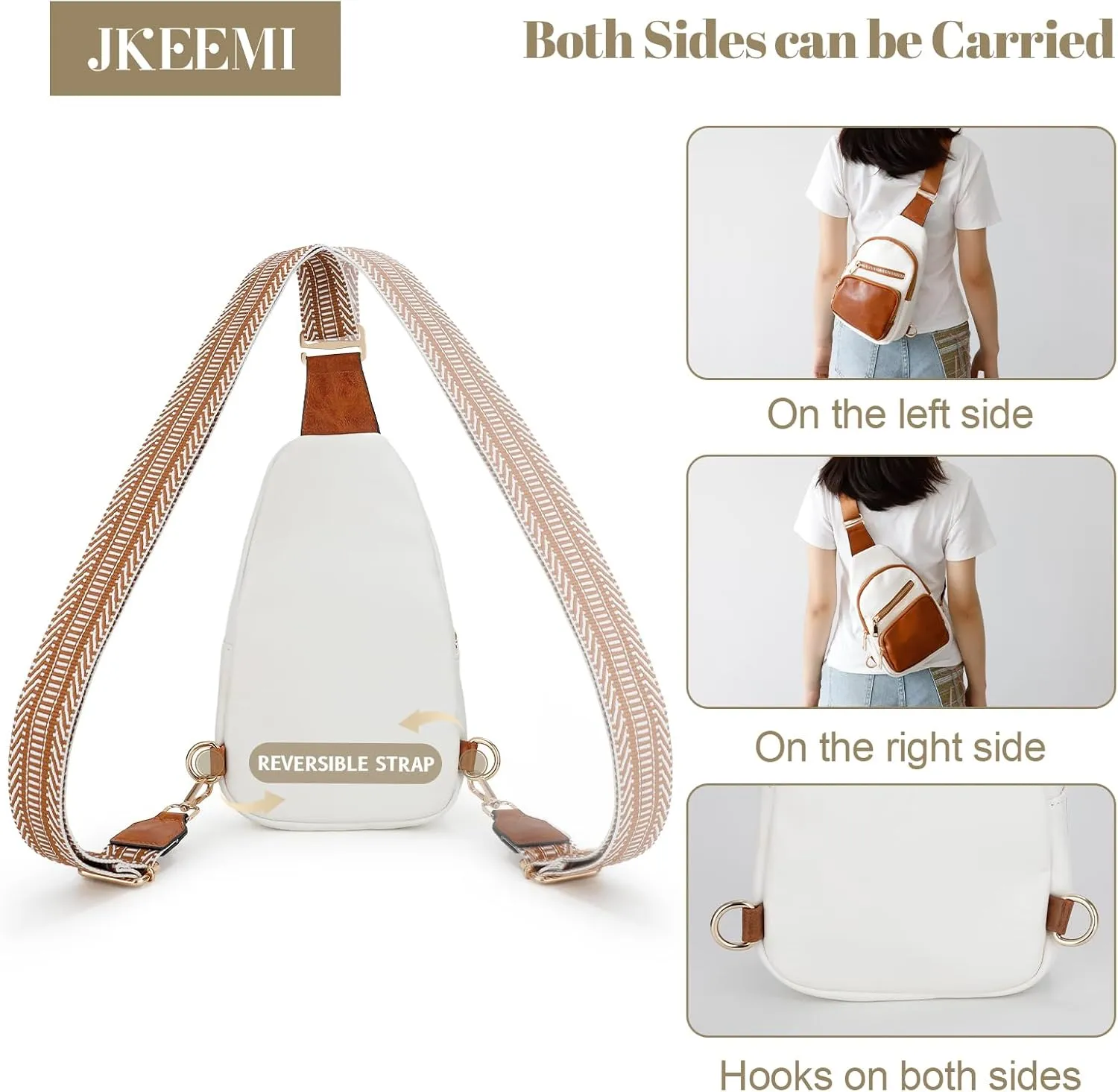 Crossbody Bag for Women, PU Leather Fanny Pack, Sling Bag, Chest Bag for Travel Shopping Sports