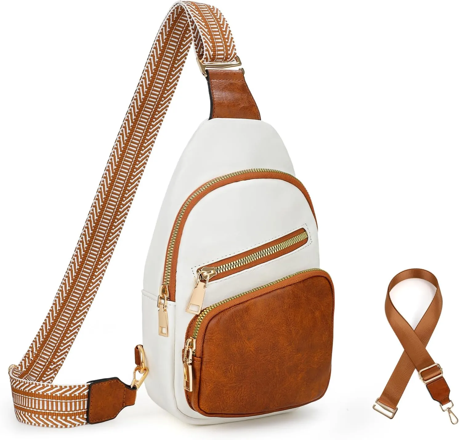 Crossbody Bag for Women, PU Leather Fanny Pack, Sling Bag, Chest Bag for Travel Shopping Sports
