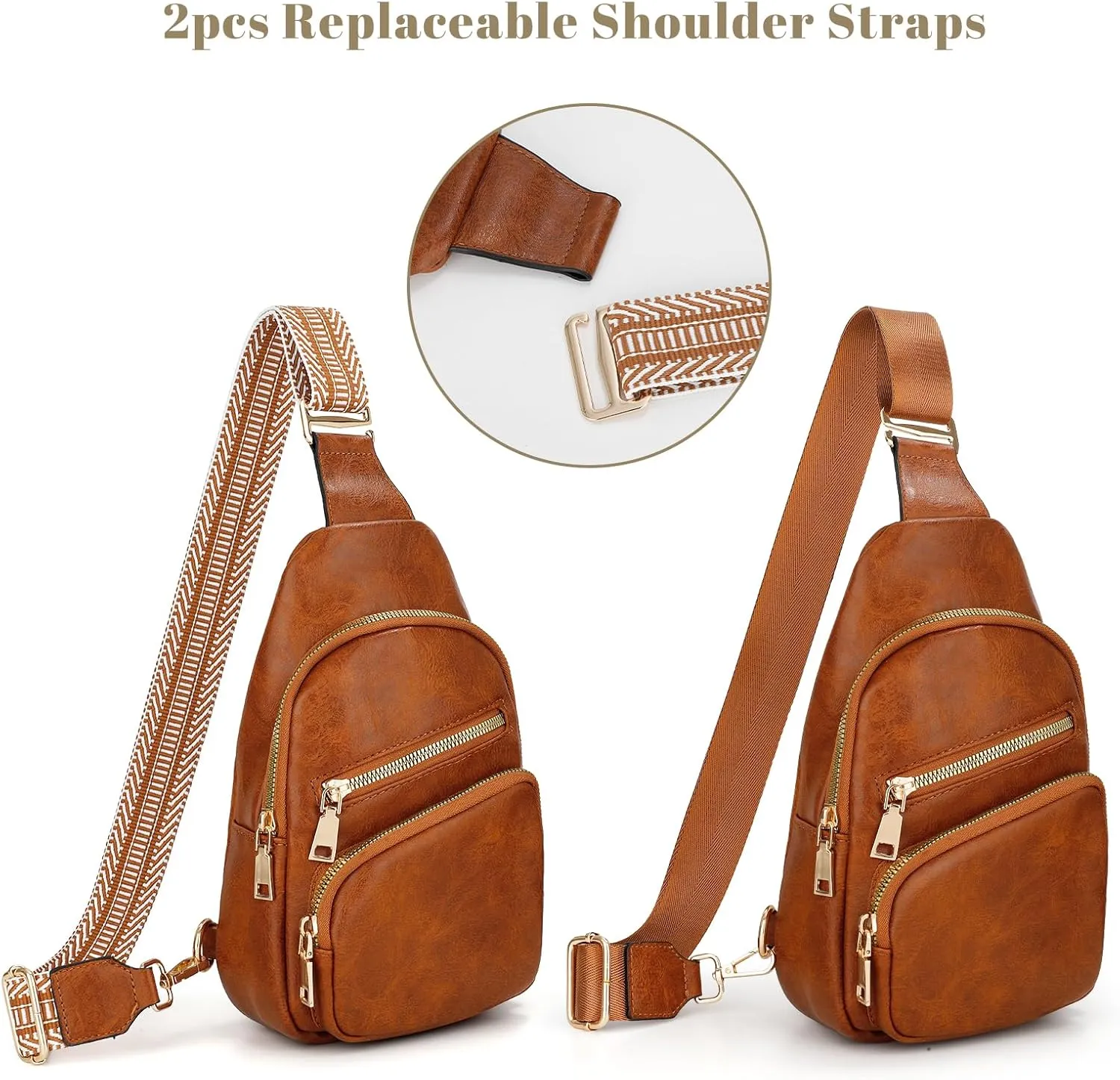 Crossbody Bag for Women, PU Leather Fanny Pack, Sling Bag, Chest Bag for Travel Shopping Sports