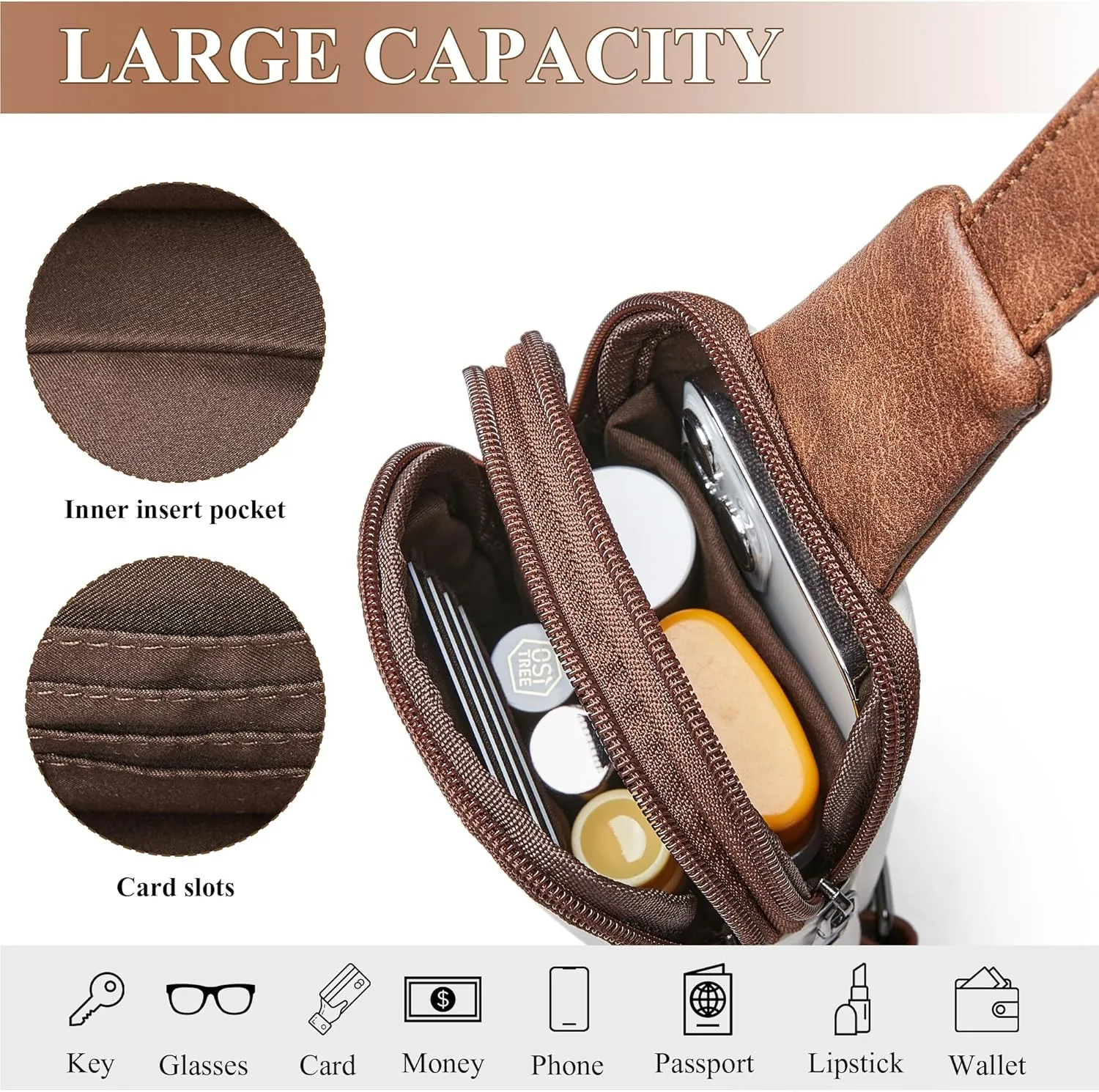 Crossbody Bags for Women Men Sling Bag 5 Pockets Fanny Pack Sling Backpack Chest Daypack Travel Purse Anti Theft