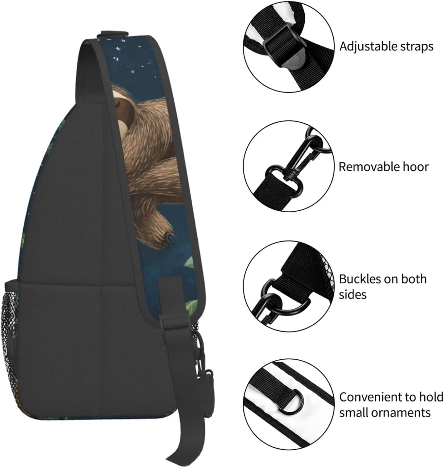 Crossbody Bags For Women Men Sloth Sleeping Sling Backpack Chest Shoulder Bag Gym Cycling Travel Hiking Daypack