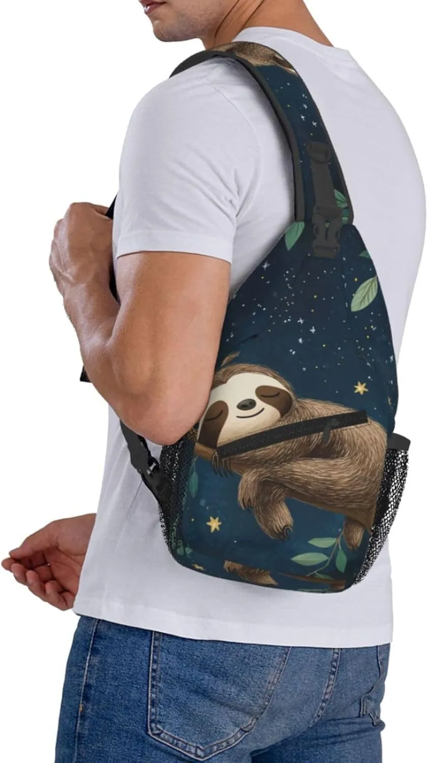 Crossbody Bags For Women Men Sloth Sleeping Sling Backpack Chest Shoulder Bag Gym Cycling Travel Hiking Daypack