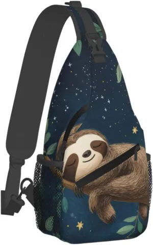 Crossbody Bags For Women Men Sloth Sleeping Sling Backpack Chest Shoulder Bag Gym Cycling Travel Hiking Daypack