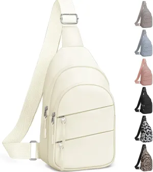 Crossbody Bags for Women, Sling Bag for Men, Small Hiking Backpack Anti Theft Lightweight for Outdoors Travel (M, Beige)