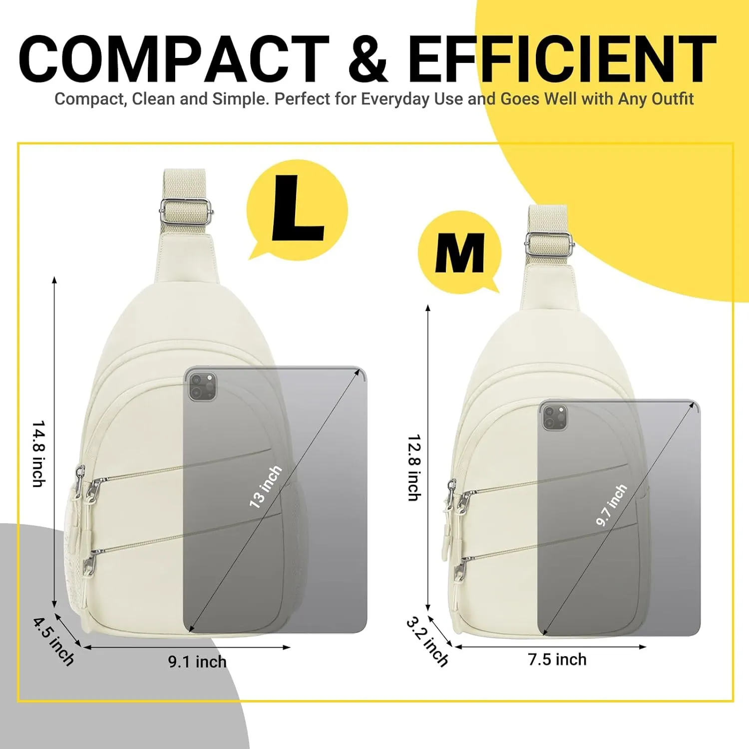 Crossbody Bags for Women, Sling Bag for Men, Small Hiking Backpack Anti Theft Lightweight for Outdoors Travel (M, Beige)