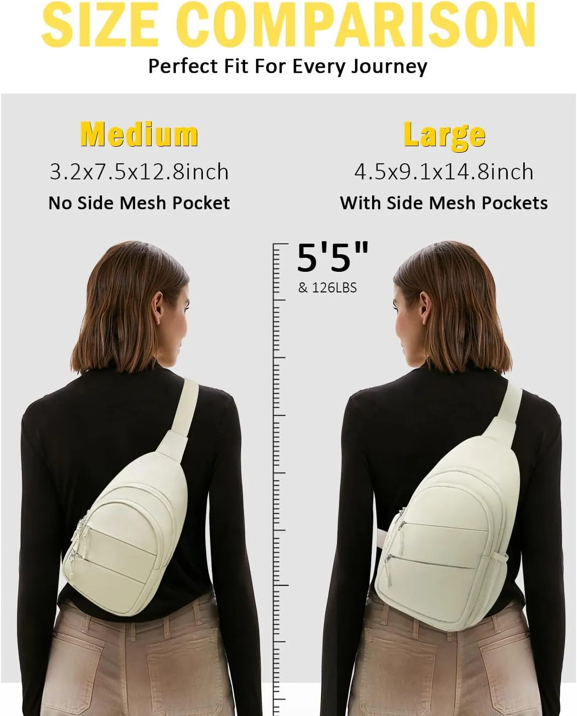 Crossbody Bags for Women, Sling Bag for Men, Small Hiking Backpack Anti Theft Lightweight for Outdoors Travel (M, Beige)