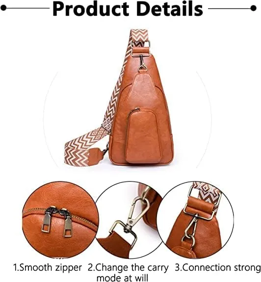 Crossbody Bags for Women Sling Bag Leather Fanny Pack Fashion Chest Bag Small Backpack Adjustable Straps Purse