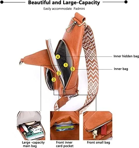 Crossbody Bags for Women Sling Bag Leather Fanny Pack Fashion Chest Bag Small Backpack Adjustable Straps Purse